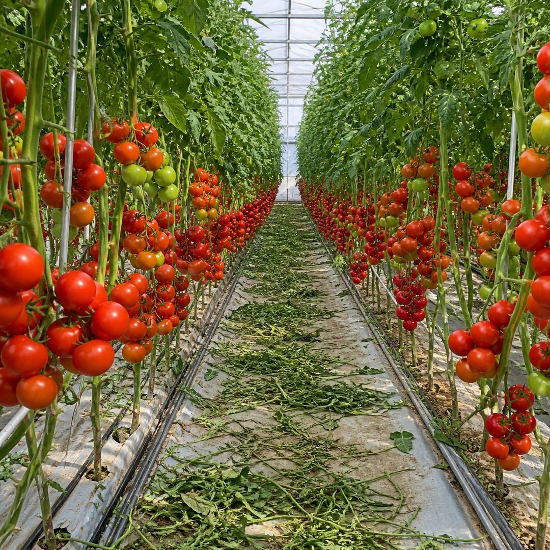 irrigação ao entardecer produção tomate